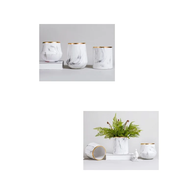 

Marble grain flower vases ceramic vases marble texture K-gold top decor flower planters wedding decor gift