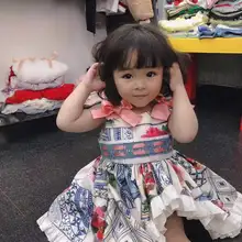 Г. Испанские платья с античным принтом платье принцессы с летящими рукавами цвета шампанского Одежда для маленьких девочек одежда для детей от 2 до 6 лет