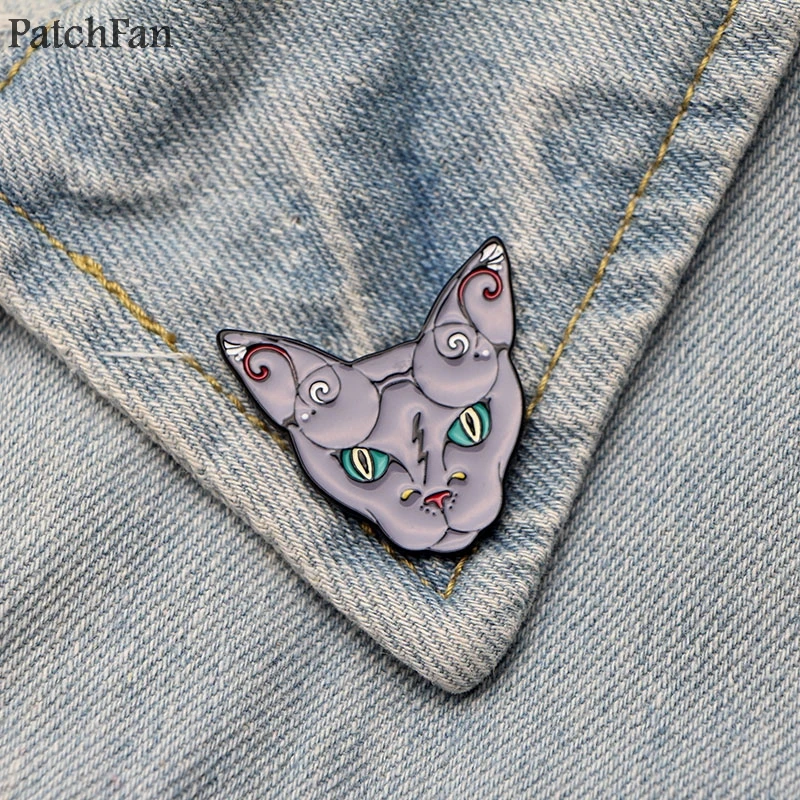 Patchfan Сфинкс кот животное цинк галстук мультфильм забавные булавки броши для рюкзака, одежды для мужчин и женщин шляпа Декоративные значки медаль A1365