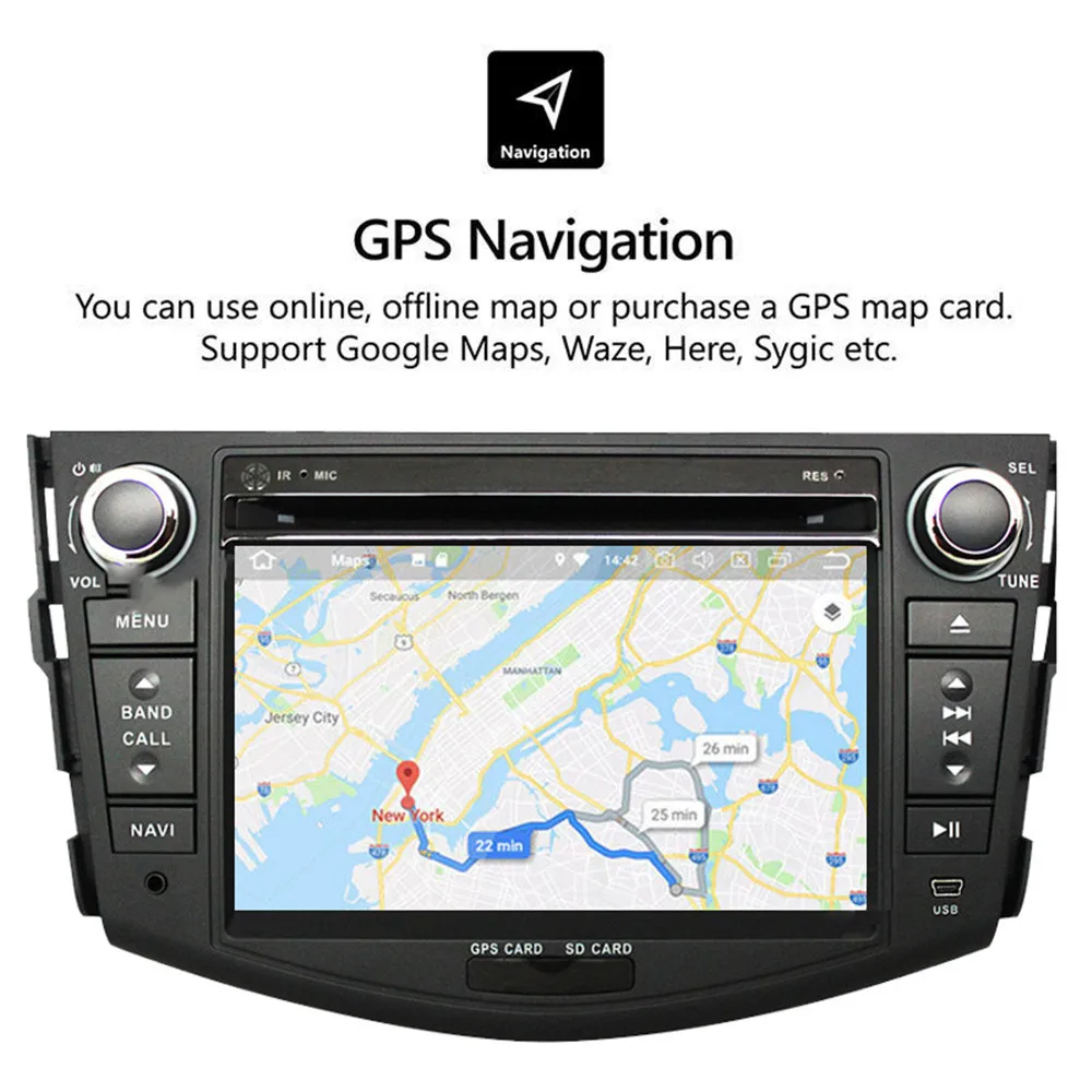 Top Android 9.1 2 Din Car Multimedia Player For Toyota RAV4 7" 2 din Car DVD Radio GPS Navigation UBS BT DVR DAB+ TPMS 4