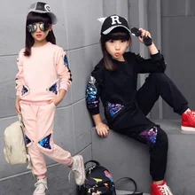 New Children Clothing Sets For Girls Spring Autumn Kids Sequined Sports Suits Teenage Girl Tracksuits Sportswear Girls Kids Set bibihou girls clothing set sport suit clothes navy style girls sports suits teenage kids tracksuits sportswear jumpsuit boys