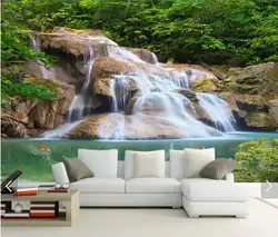 Водопад природы вид фото настенные фрески обои для гостиной ТВ фон Настенный декор лес обои настроить