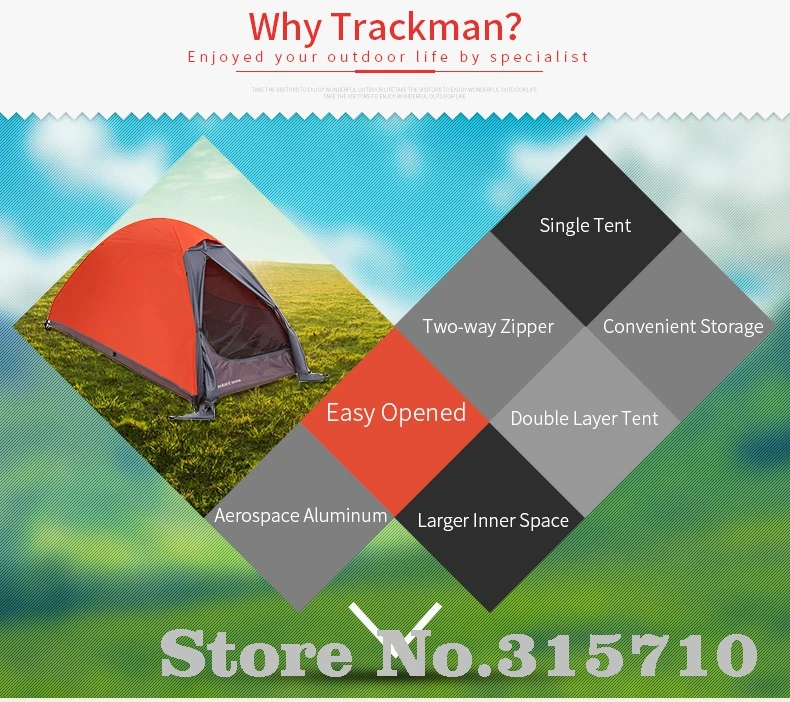 Trackman кемпинговая палатка 1-2 человека 2 слоя 3 Сезона Палатка для пеших прогулок Велоспорт Альпинизм пляж палатка Рыбалка Открытый Кемпинг палатка