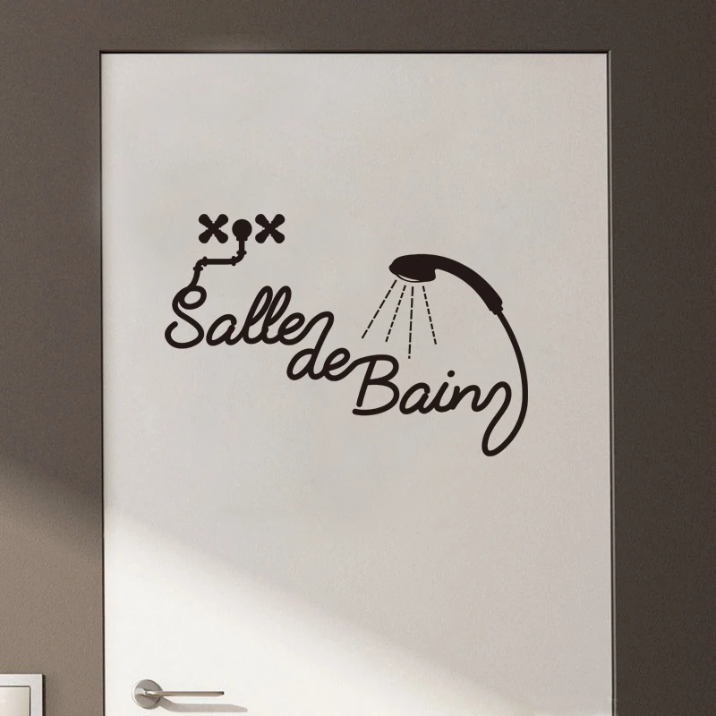

French Salle De Bain Vinyl Wall Stickers Mural Wall Decal Bathroom Home Decor Shower Room Door Sign Wall Art Wallpaper Poster