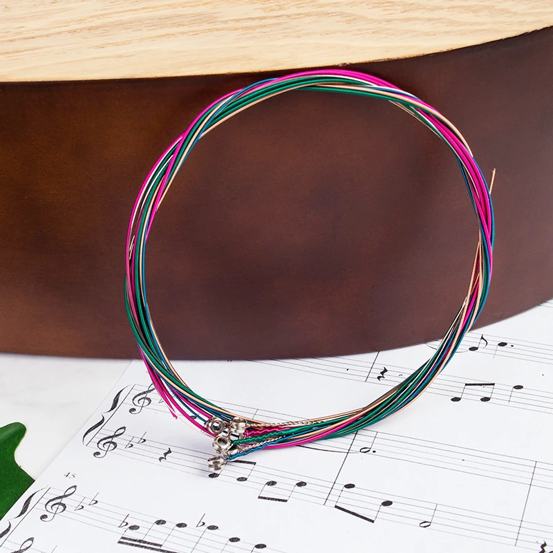 1 Set 6Pcs Rainbow Guitar Strings E-A for Acoustic Folk Guitar
