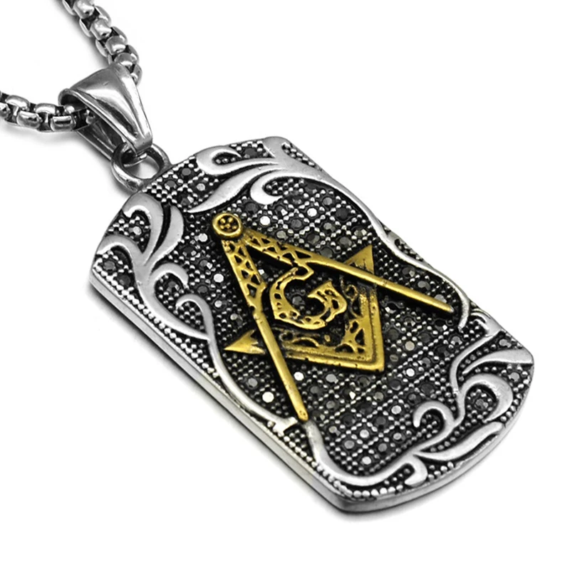 

HIP Punk Masonic Signet Necklace Gold/Silver Casting Stainless Steel Free Mason Freemasonry Pendants Necklaces for Men Jewelry