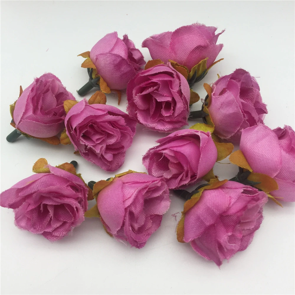 UK SELLER Faux Silk Fuchsia Pink Rose Bud Decorative Synthetic Flowers