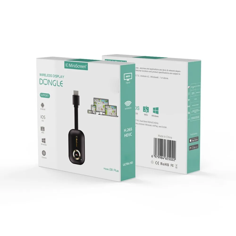 Wi-Fi HDMI дисплей ключ MiraScreen G9 Plus 2,4 беспроводной дисплей адаптер DLNA Airplay Miracast ключ для ТВ проектора