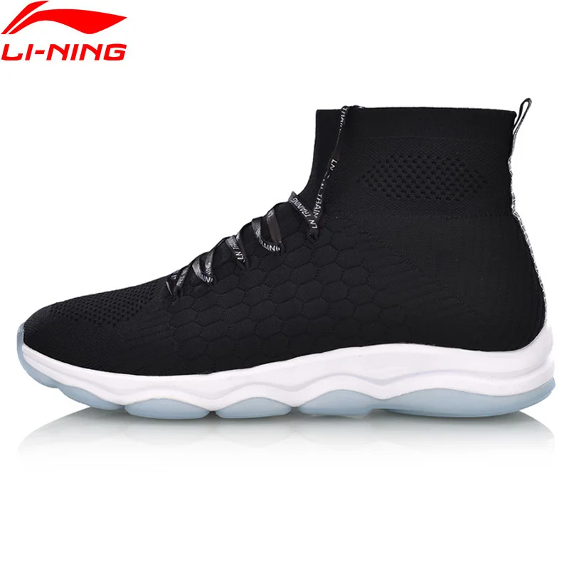 Li-Ning/Мужская Спортивная обувь без ограничений на подушке; однотонная трикотажная дышащая спортивная обувь с высоким вырезом; AFJN009 YXX042