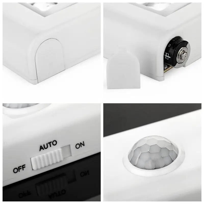  90 Degree 8 LED Night Light PIR Motion Sensor Light Night Lamp Under Cabinet Light Battery Power Fo - 32974610633