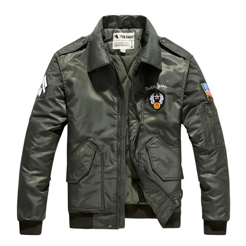 Для мужчин военные куртки Air Force мягкий зимний, мужской, плотный летная куртка, пальто Размеры M-3XL - Цвет: Армейский зеленый