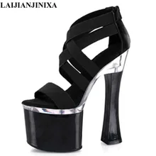 LAIJIANJINXIA/Классические пикантные Туфли-гладиаторы на очень высоком каблуке 18 см; танцевальные туфли на платформе; обувь для выступлений/star/model; свадебные туфли