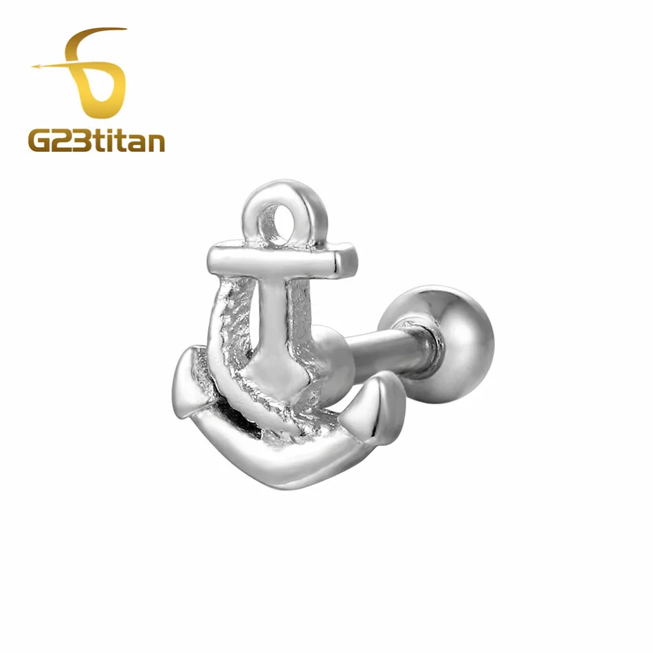 G23titan Ear Piercings Jewelry Mens Womens 16G 6mm Labret Studs for Lobe Tragus Piersing Fashion Ear Plugs Barbell - Окраска металла: Ear Tragus