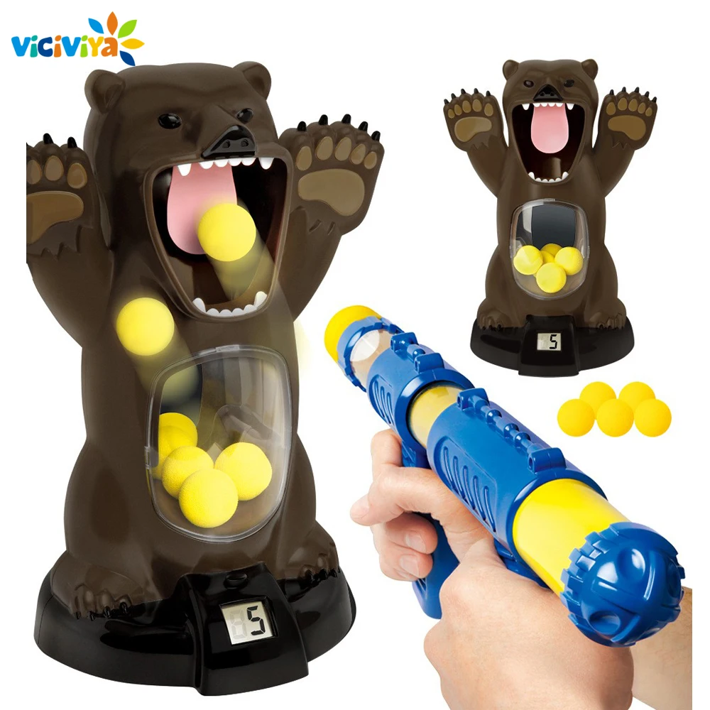 

Viciviya Shooting Soft Bullet Toy Bullet Air Launch Scoreable Soft Bullet Shooting Hungry Bear with Toy Gun