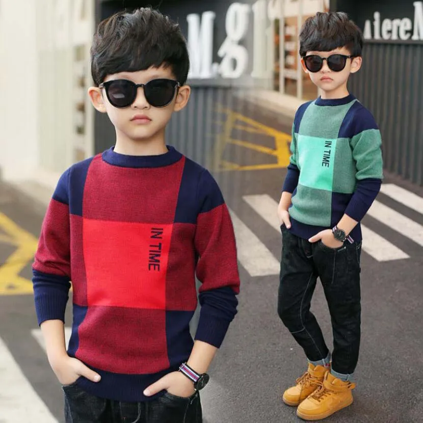Children Clothing Kids Cotton Long Sleeve Sweaters Child Autumn Spring Jacket Baby Boys Tops 4-15 Y Boys O-neck Teenage Sweaters