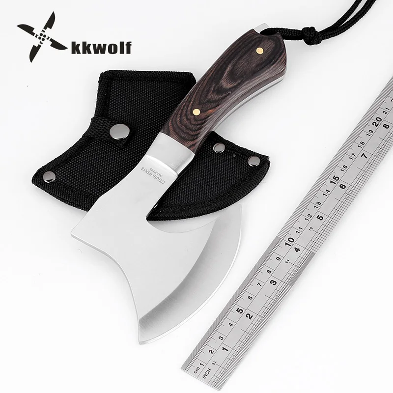 

KKWOLF Mini Portable Axe Outdoor Camping Multi Tool Survival Tactical Axe Stainless Steel Blade Fixed Knife Very Sharp Utility