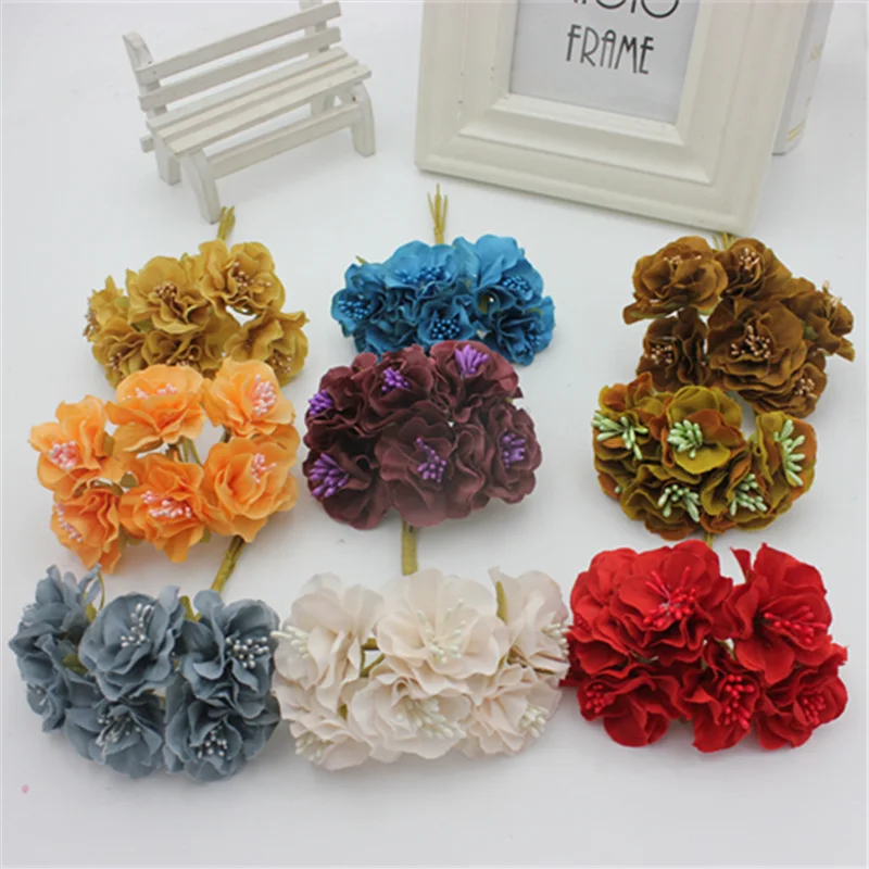 

2017 new 3CM silk flowers retro leaves flowers DIY wreath accessories handmade material bunch of 6