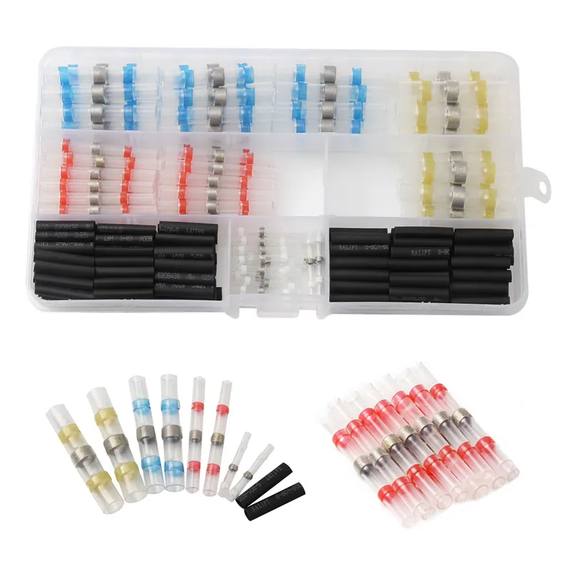 

250Pcs Heat Shrink Electrical Wire Connectors Solder Sleeves Fast Butt Connector Waterproof Cable Soldering Terminal Set