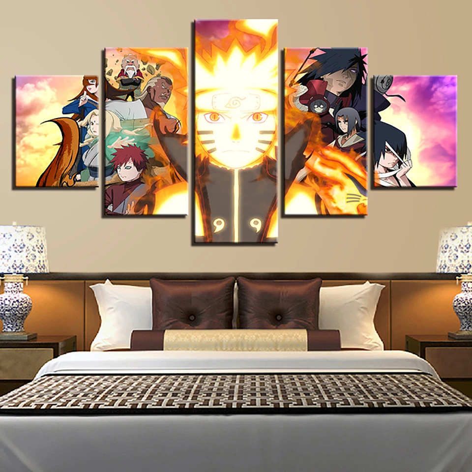 Lukisan Modern Karakter Anime Naruto 5 Buah Poster Bingkai Ruang Tamu Kamar Tidur Dekorasi Rumah Gambar Modular Karya Seni Dinding Painting Calligraphy Aliexpress<script async src=