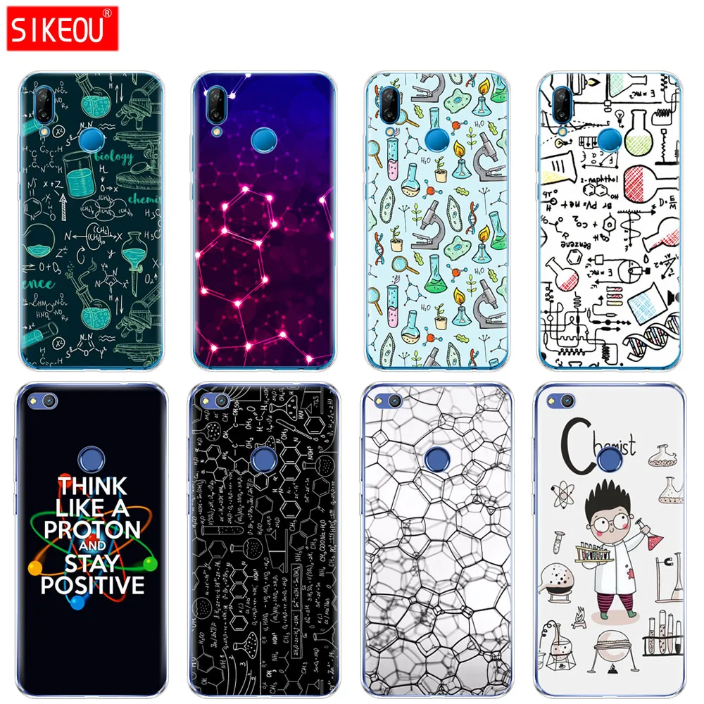 

Silicone Cover Phone Case For Huawei P20 P7 P8 P9 P10 Lite Plus Pro 2017 p smart 2018 Biology and Chemistry