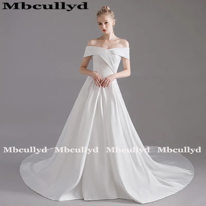Mbcullyd Элегантное свадебное платье А силуэта для женщин 2020 белое с открытыми