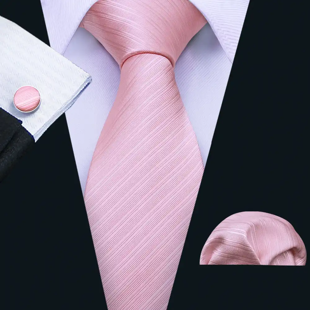 Peach Tie Mens Tie Pale Peach Stripes Skinny Necktie With Matching Pocket Squrae