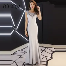 Это YiiYa вечернее платье серое с цветочной аппликацией, бисером, иллюзионное, без рукавов, вечернее платье TR041 robe de soiree