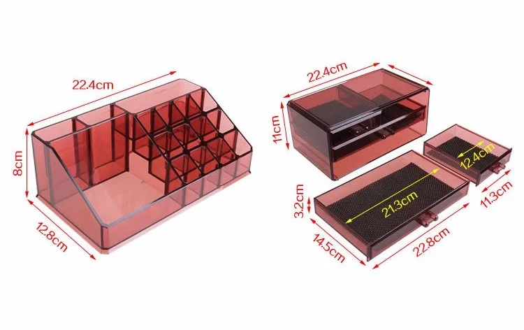 3-Слои 4-ящики делитель в сочетании 16-сетки Макияж Организатор Пластик многофункциональный ящик для хранения rangement Макиллаж 1 компл
