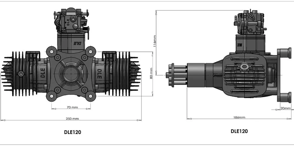 DLE бензиновый двигатель DLE120 задний выхлоп 120CC для RC самолета