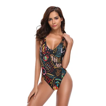 

High-waist one-piece bikini New One Piece Swimsuit Sexy Printed Swimwear Women Bathing Suit Beach Backless Monokini Swimsuit Fe