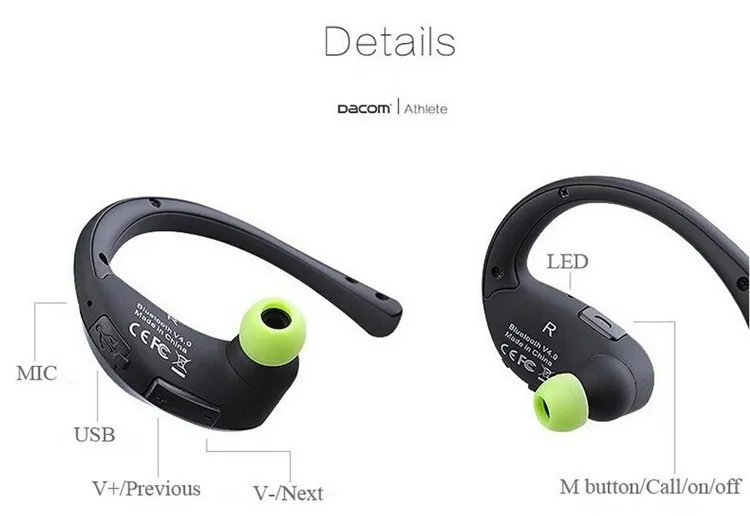 Dacom NFC Cordless Ear Hook Sport Bluetooth 4.1 earpiece Sweatproof Wireless Hifi Bass Headphones With Microphone (7)