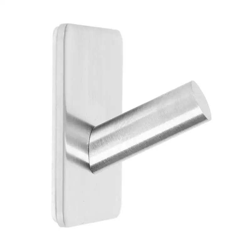 Self-adhesive Adhesive Wall Door Hook Stainless Steel Kitchen Bathroom Hanger Holder Perfect For Bathroom Door Wall Convenient