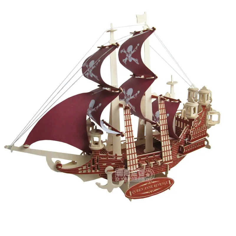 Деревянная модель лодки головоломка деревянная лодка ручной сборки Парусная модель Украшение взрослый Собранный пиратский корабль