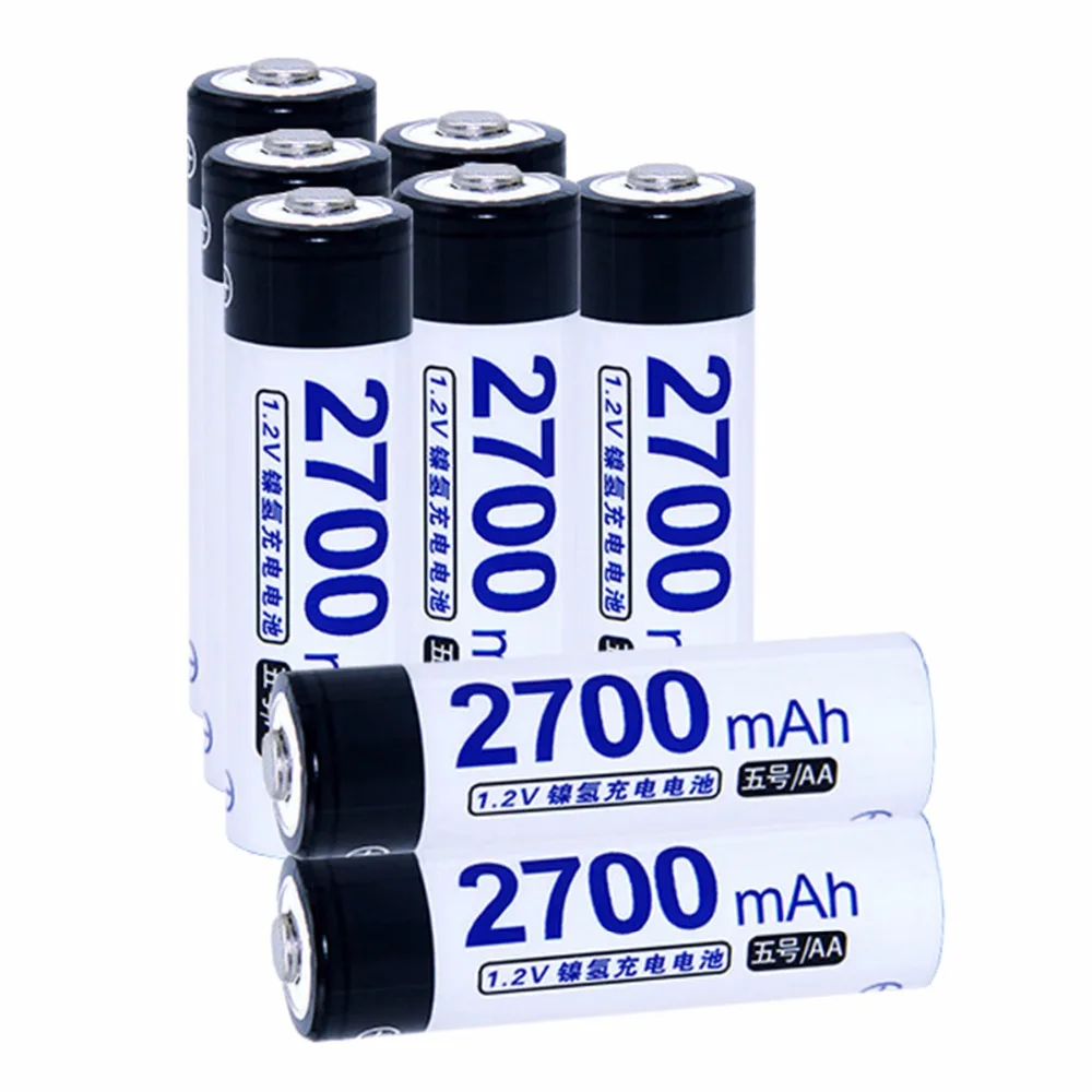 Real capacity! 8 pcs AA 1.2V NIMH rechargeable batteries 2700mah for camera razor toy remote control flashlight 2A batterie | Электроника
