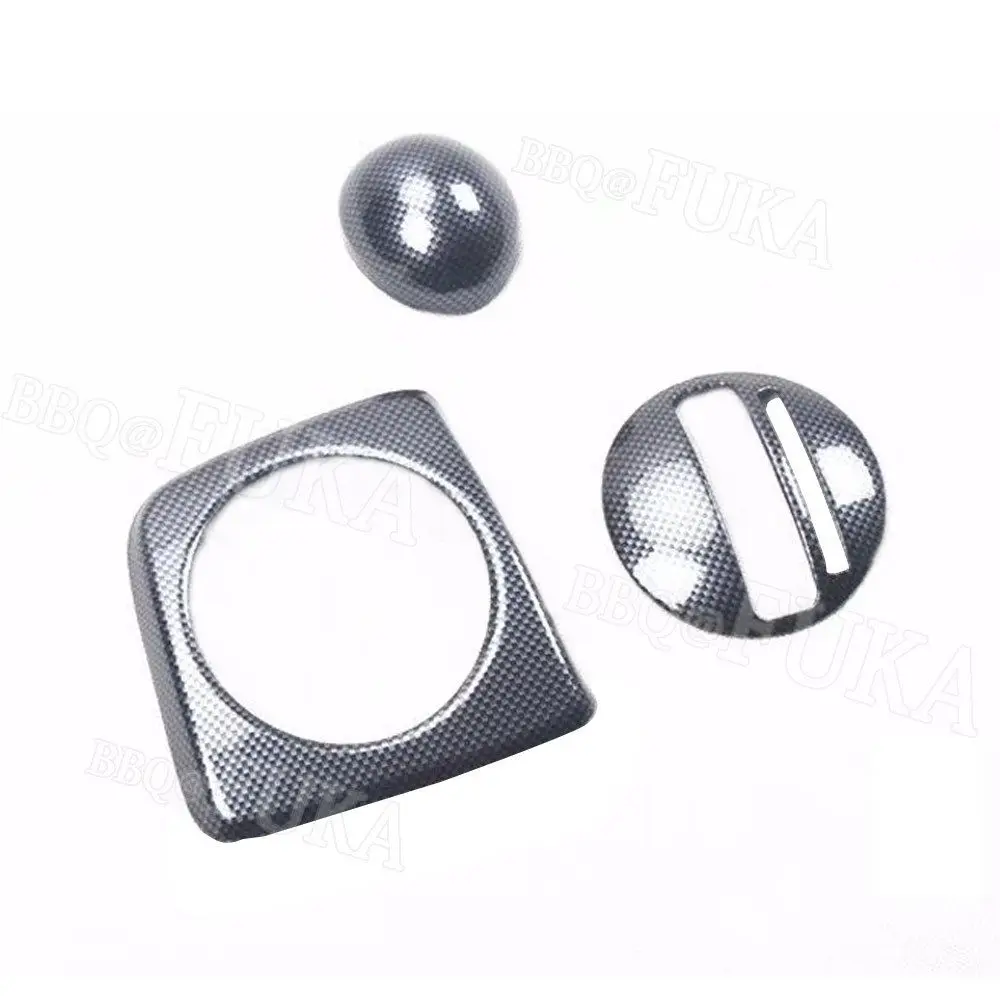 

BBQ@FUKA 3pcs Carbon Fiber Car Gear Shift Knob Head Panel Cover Trim automobiles accessory For Honda Civic 2004-2011 ABS car dec