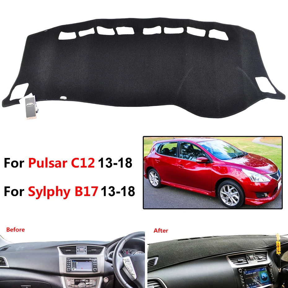 Автомобильный коврик для приборной панели Nissan Bluebird Sylphy Pulsar Sentra 2005-, защитный лист, ковер, Стайлинг 2013 - Название цвета: Sylphy-RHD 13-18