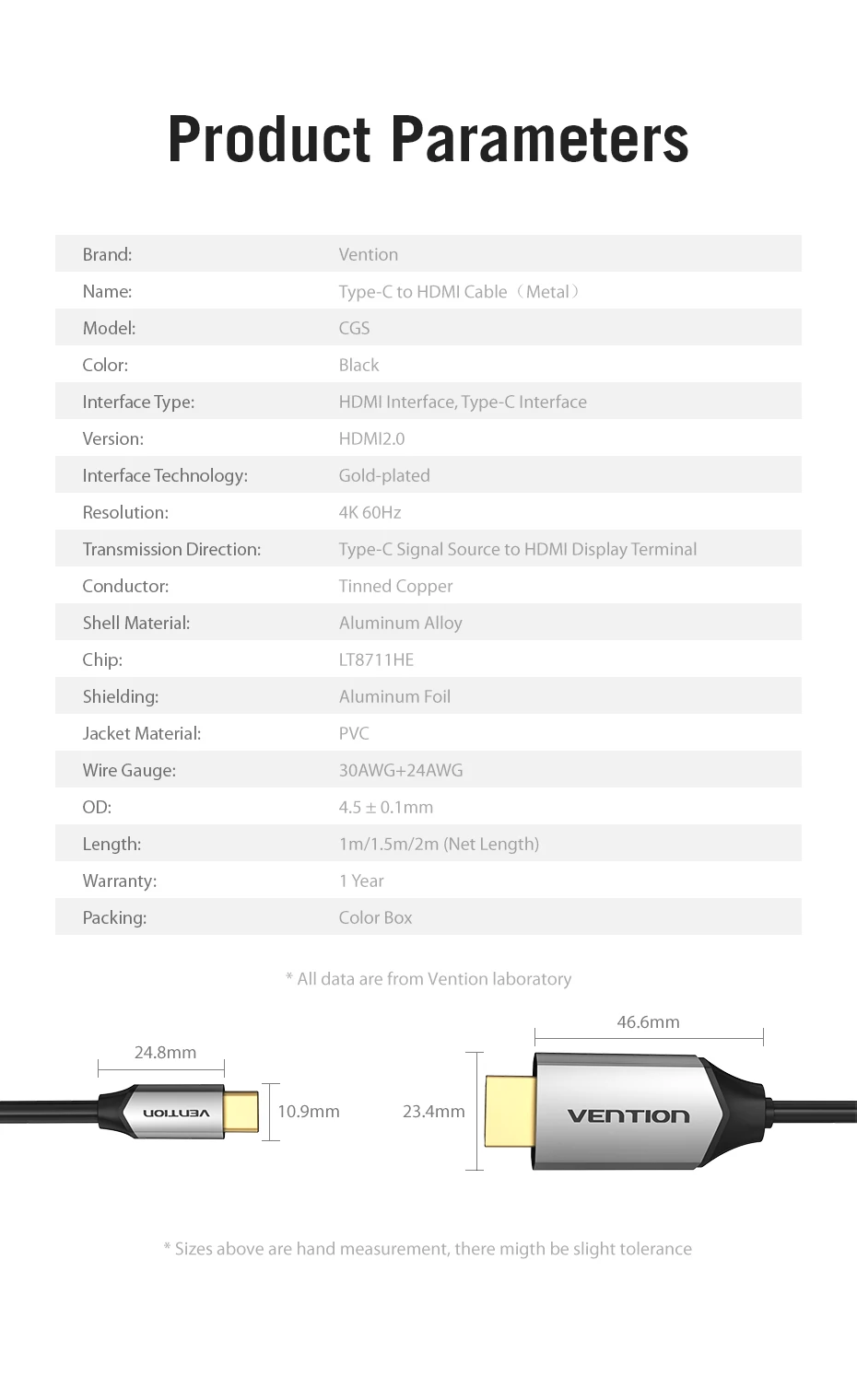 Vention USB C HDMI кабель type c к HDMI для MacBook samsung Galaxy S10/S9 huawei mate 20 P20 Pro Thunderbolt 3 USB DHMI адаптер