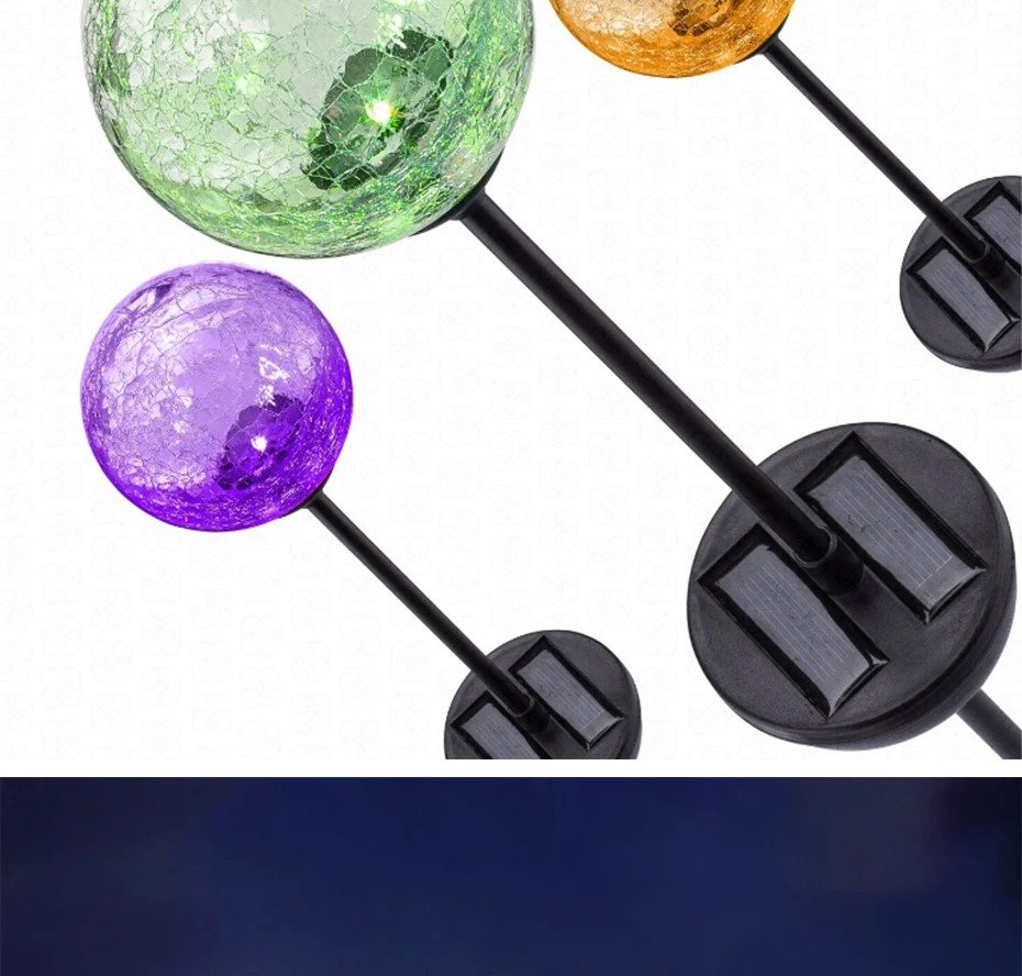 Crepitar de Vidro Solar ao ar Mudança da Cor da Decoração do Aço Luzes do Jardim Luzes Caminho Solar Globo Lâmpada Livre Inoxidável Gramado 16 Lâmpada Solar Ao Ar Livre Mudança Da