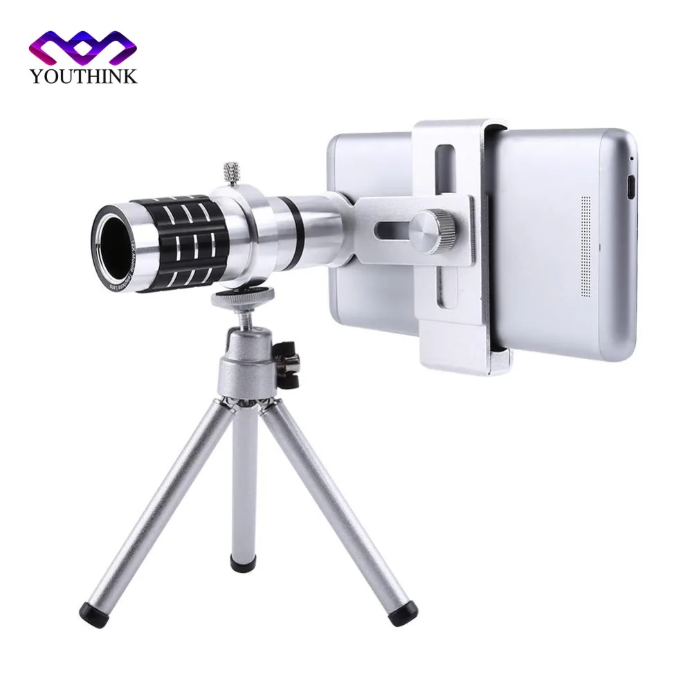 Phone Camera lenses Kit 12X Telephoto Zoom Lentes+Tripod Clips+Wide