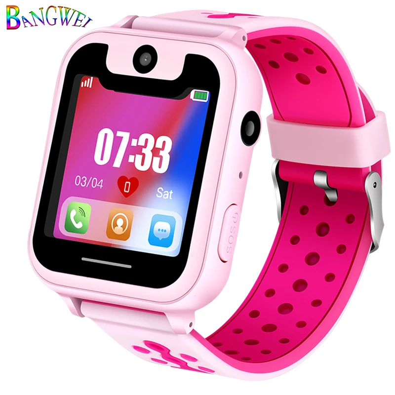 

BANGWEI Hot Sale Children Phone Watch LBS Positioning Remote Monitoring Lighting SOS Kid Smart Watch Voice Chat SIM Card Camera