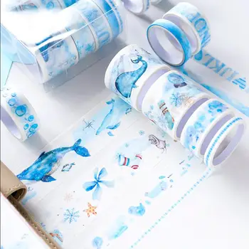 

10 Pcs/Box Ocean Whale washi tape Set DIY decoration scrapbooking planner masking tape adhesive tape label sticker stationery