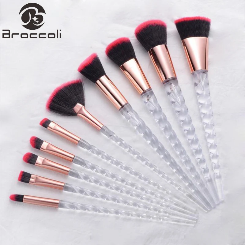 

Broccoli unicorn brushes Set Professional Foundation Eyeshadow make up Beauty Tools Diamond Handle Facial Brush