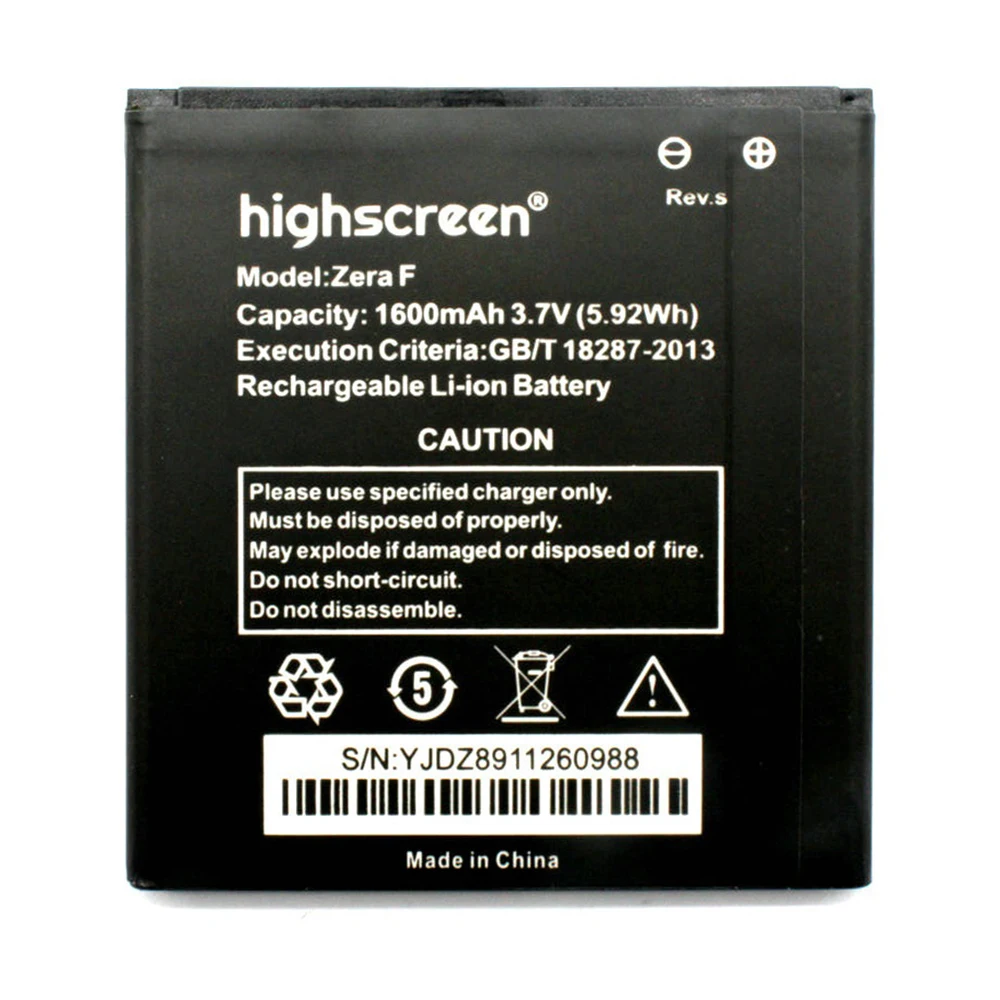 

1600mAh High Quality Mobile Phone Replacement Battery For Highscreen Zera F Rev.s
