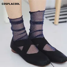 [COSPLACOOL] прозрачные, золотые, серебряные,, сексуальные, цветные носки, женские, блестящие, модные, принцесса Харадзюку, новинка, Sokken