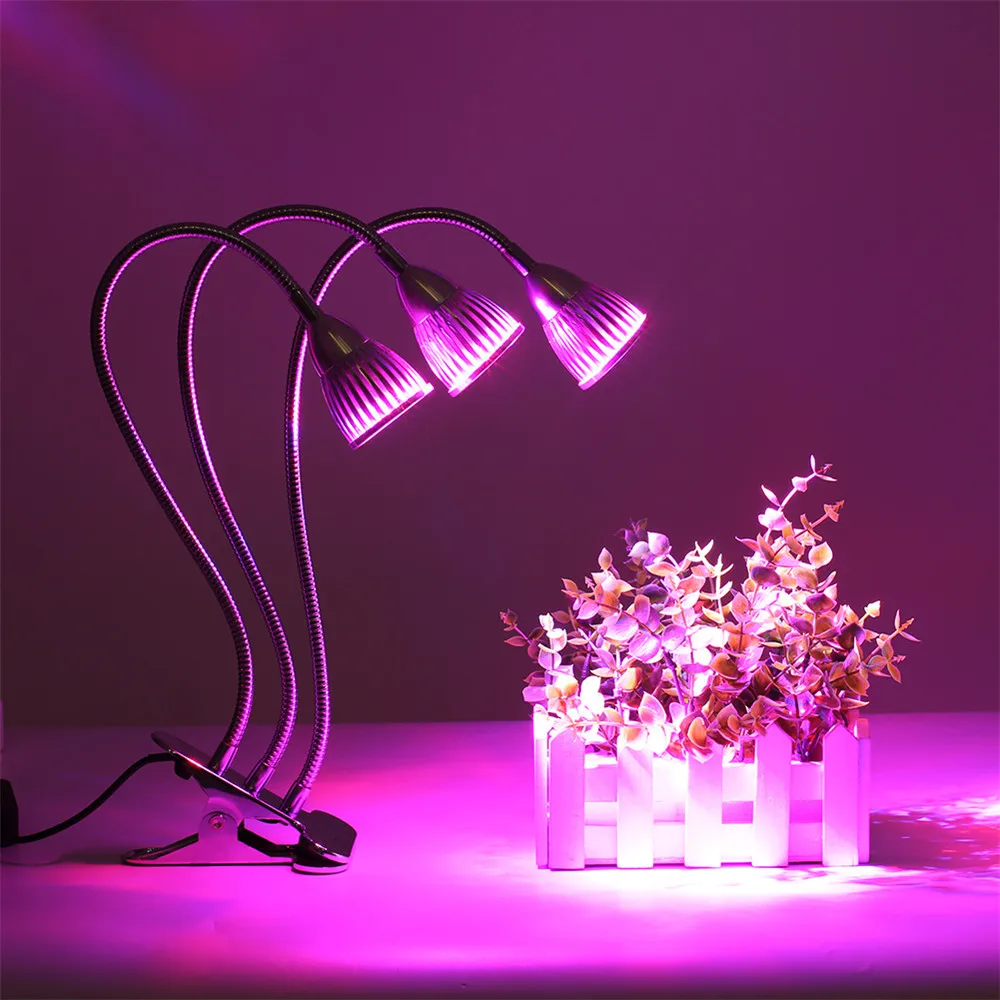 

3 heads LED Grow Light Dual Head 15W Plant Grow Lamp LED Fitolampy with Double on/off Switch for Hydroponics Grow System