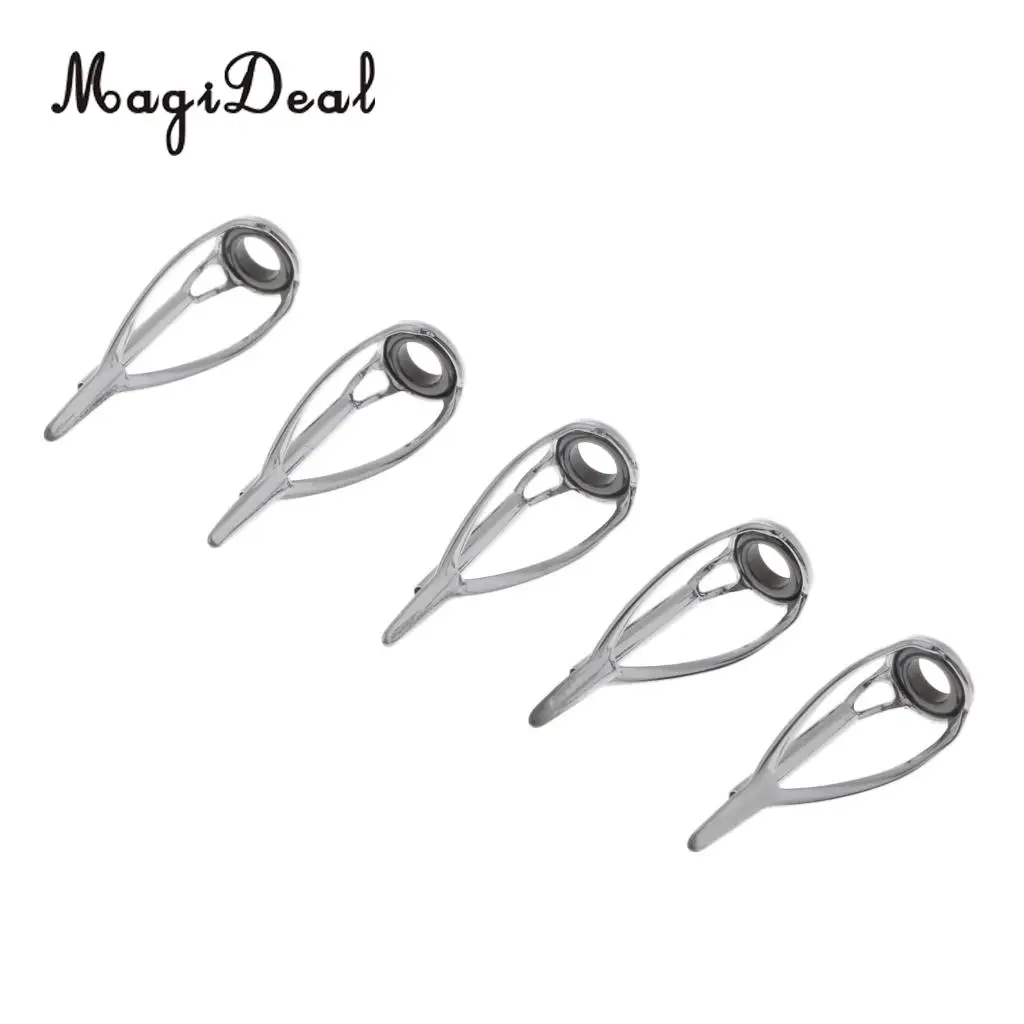 5pcs Fishing Rod Tip Top Guides Kit SIC Ring Spinning Casting Rod Building Guides DIY Size 1 - 5