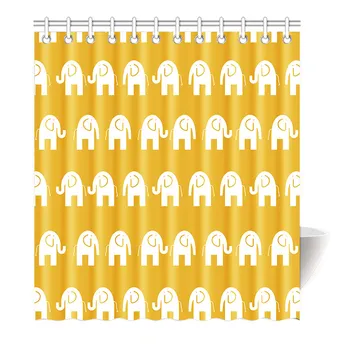

Elephant Flamingo Shower Curtain Funny Cartoon Decor for Children Playful Hipster Polyester Fabric Bathroom Set with Hooks