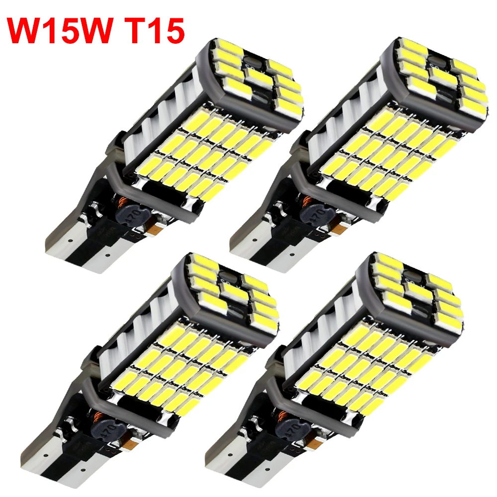 

4pcs W16W T15 LED Bulbs 921 920 912 Canbus Error Free Backup Reverse Light 4014 45 SMD 6000K White Auto Car Parking Lamp DC 12V