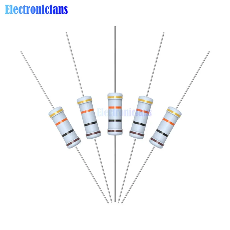 100 шт. металлооксидный пленочный резистор 1R 4.7R 10R 100R 220R 1K 2,2 K 4,7 K 6,8 K 10K 22K 47K 100K 470K 1 МОм Ohm Сопротивление 5% 3 Вт 1R-1M Ω