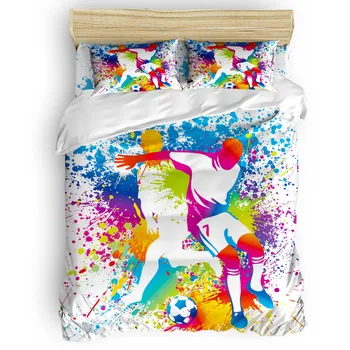 

Soccer Football Game Sport 4 Pcs Bedding Sets St. Patrick's Day Comforter Sets All Soul's Day Microfiber Silver Daybed Womens